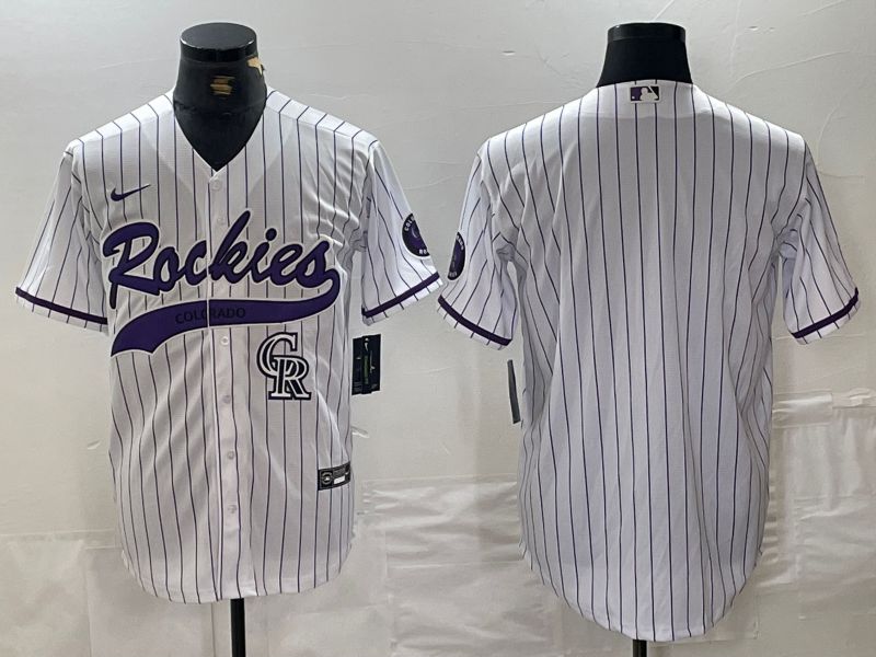 Men Colorado Rockies Blank White Stripe Joint name Nike 2024 MLB Jersey style 2->youth mlb jersey->Youth Jersey